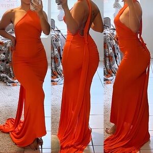 Elegant Orange Maxi Dress